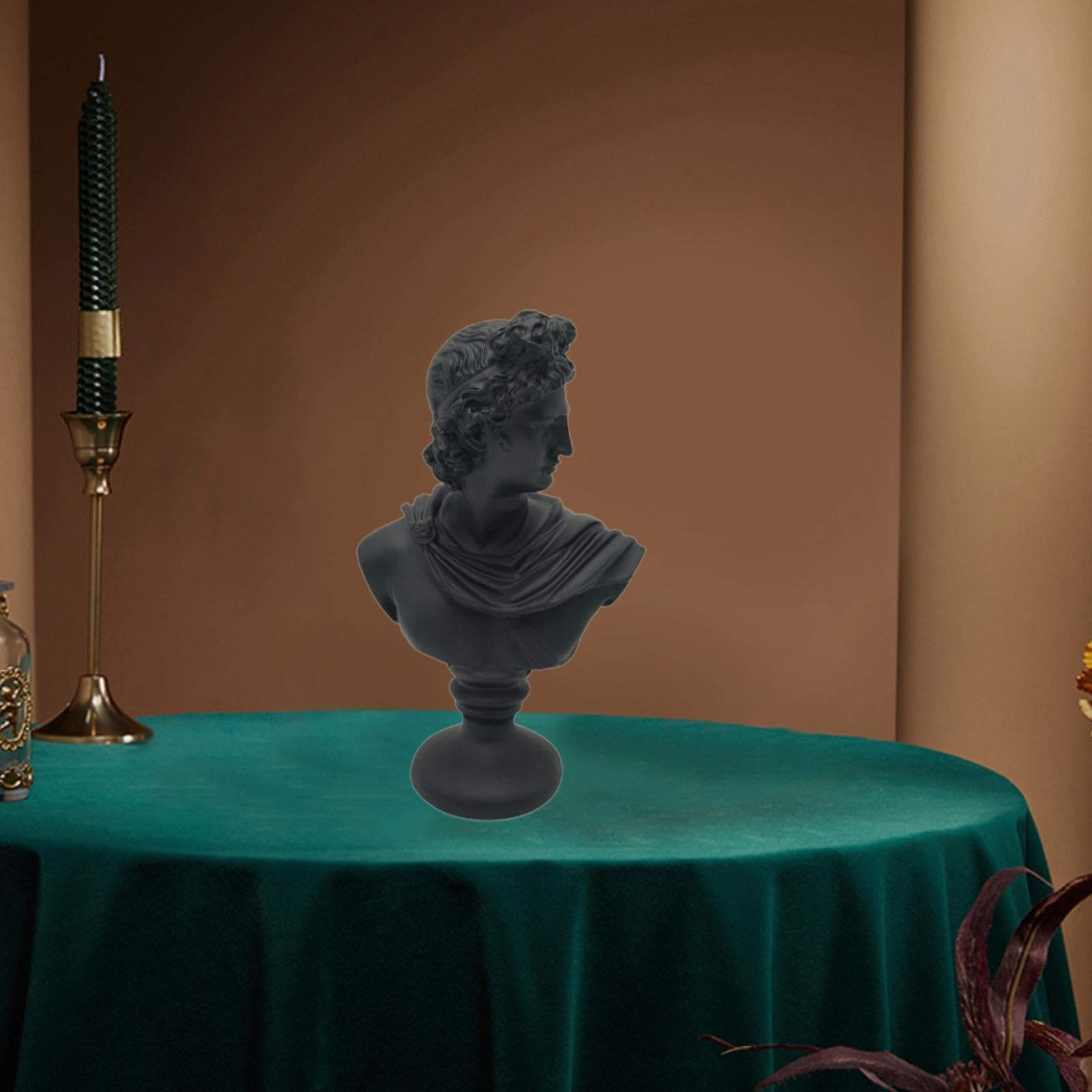 Busto de de la mitología Griega clásica. Regalo excepcional. Esculturas de Resina meticulosamente elaboradas para entusiastas del Arte. Decoración, Apolo Negro