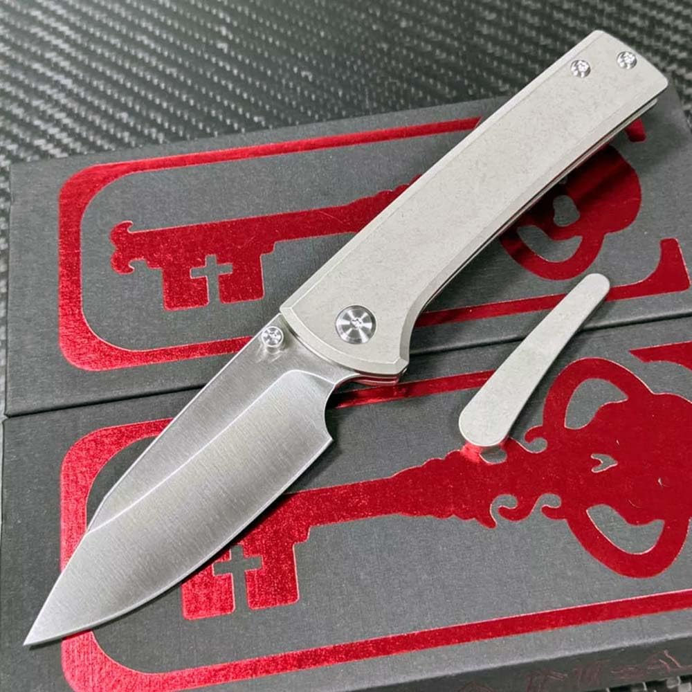 Klappmesser 7.7" Taschenmesser Einzigartig aus stahl m390 & Titan, Outdoor Survival Messer Camper Jagdmesser, Scharfes Einhandmesser praktische, Titanlegierung messer edc survival mit 2 x clip,Schädel