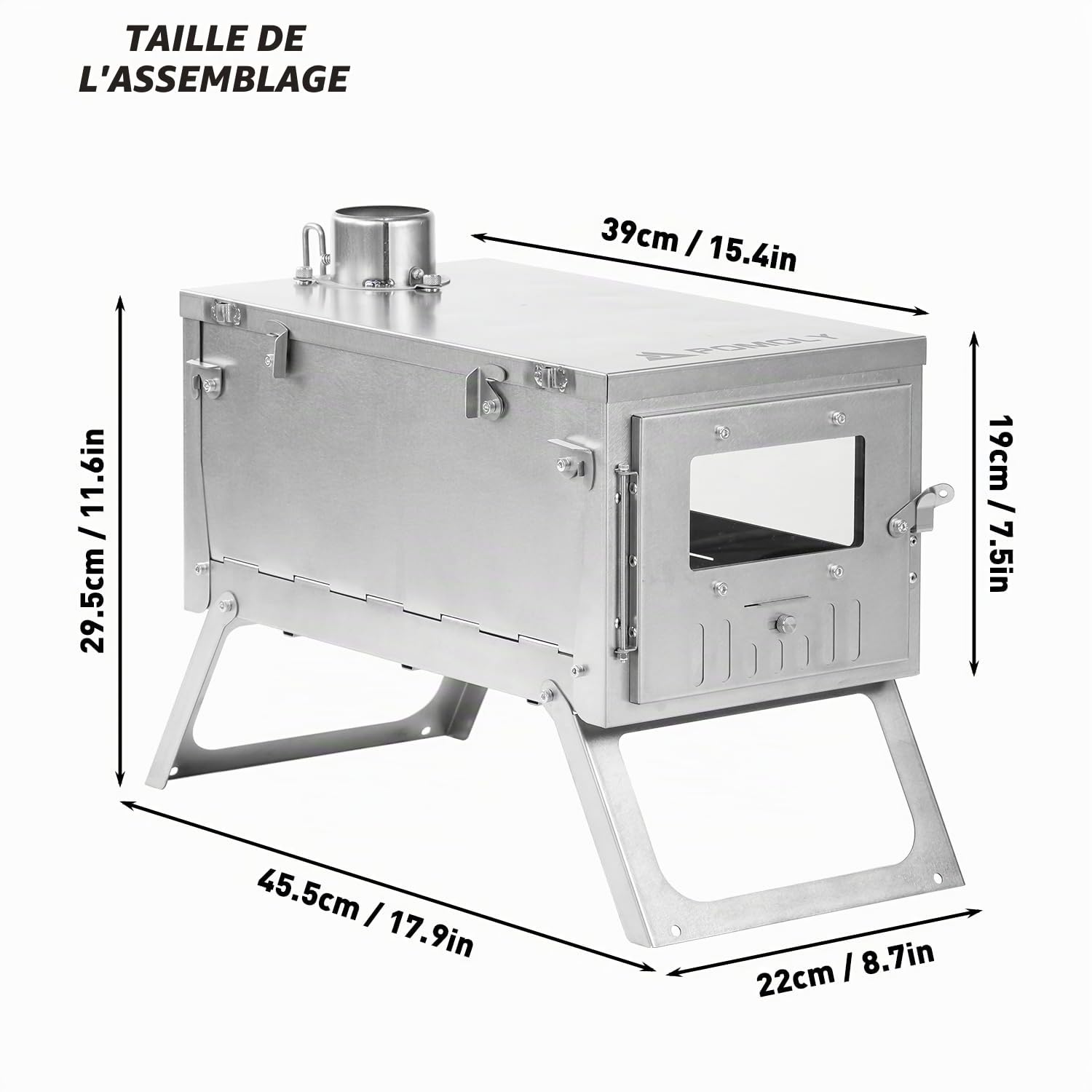 Ti-0.6 Réchaud Portable en Titane Pour Camping Extérieur (Tuyau de Cheminée 9.84ft/3m)