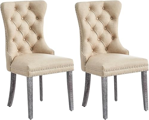 Miniatura 37 de Kiztir Juego de 6 Sillas de Comedor de Terciopelo, Sillas de Comedor Tapizadas con Ribete de Tirador de Anillo y Ribete de Tachuelas, Sillas de