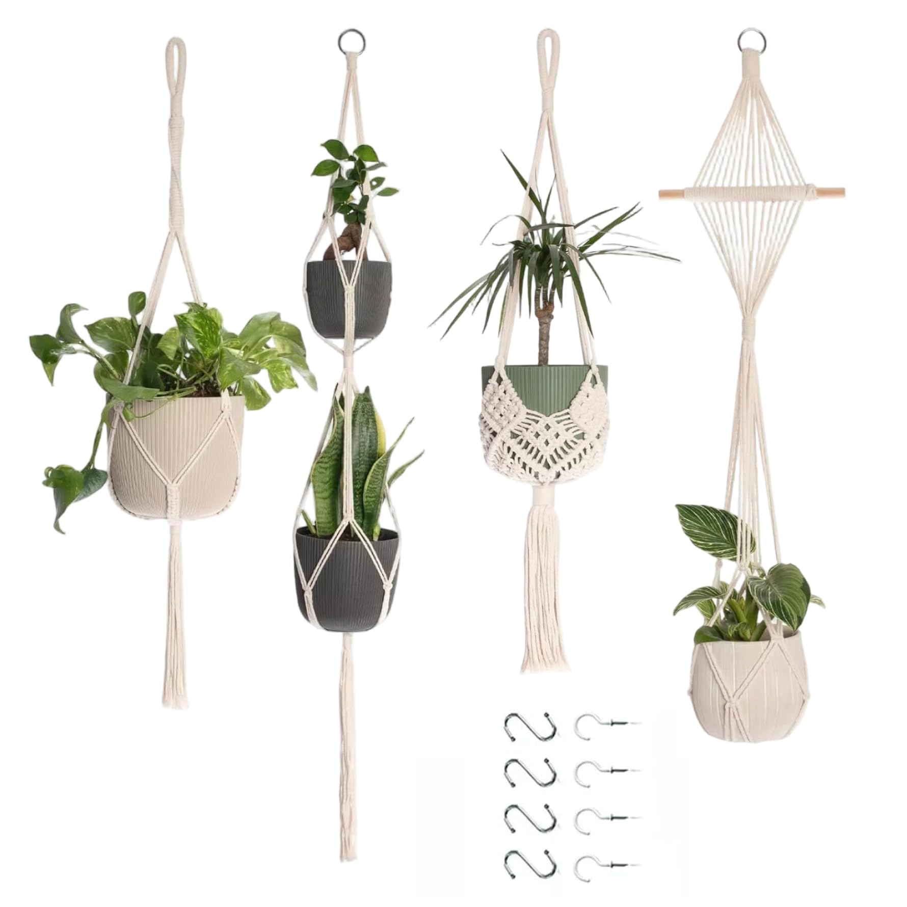 Porte-plantes suspendu macramé pour gagner de la place au sol et protéger des animaux