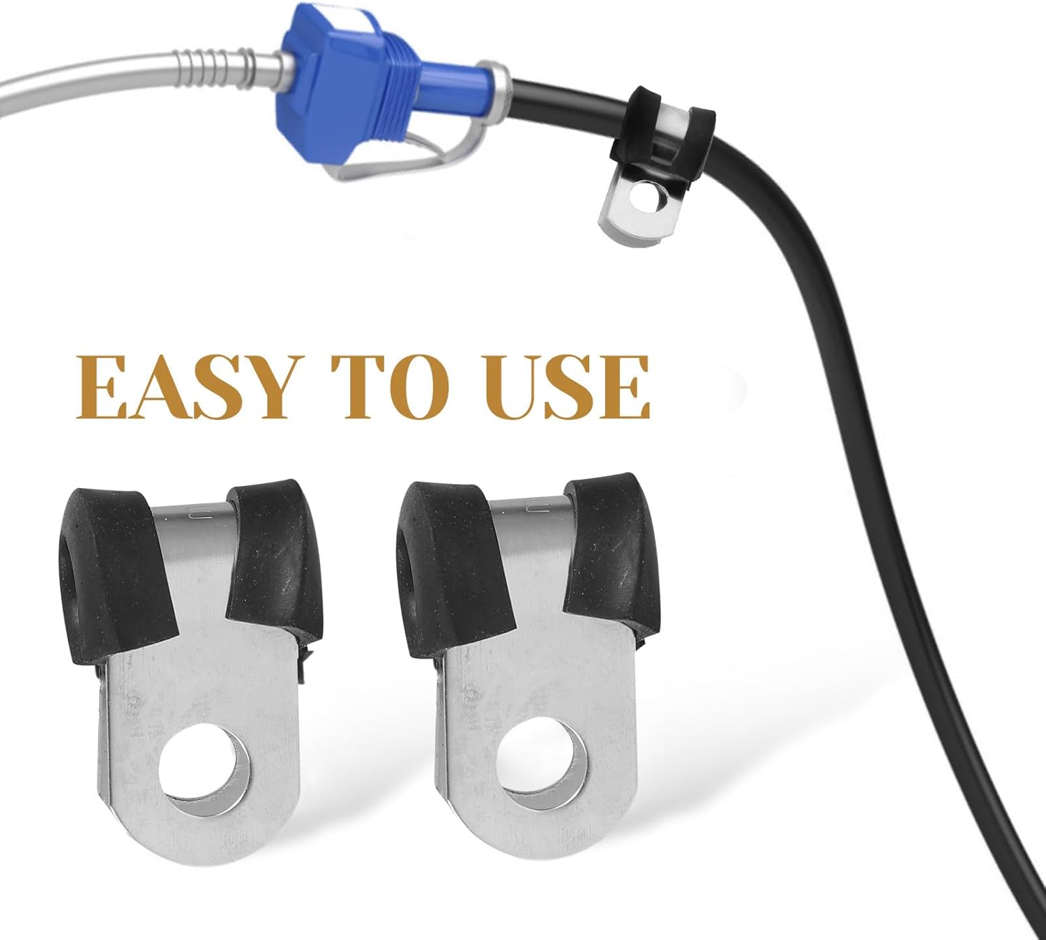 Amosfun 100pcs 304 Stainless Steel R-shaped Cable Clamps Rubber Strip 6mm U-shape Tube Fixing Clamps Heavy Duty Conduit and Hose Repair Clips for Electrical Wire Management