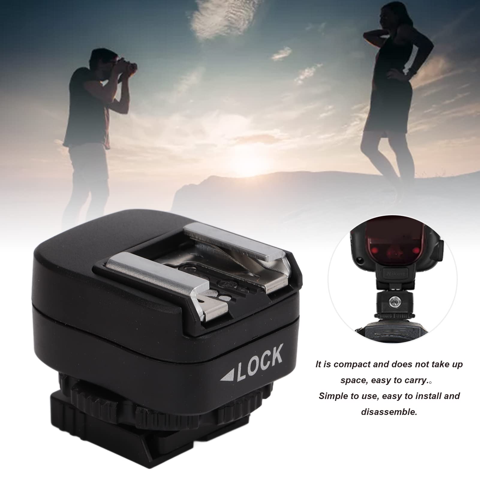 Akozon Adattatore Hot Shoe TF‑334 con Porta di Connessione PC SYNC Aggiuntiva per A73 Fotocamera A per Flash Speedlite per Accessori in Plastica per Fotocamere