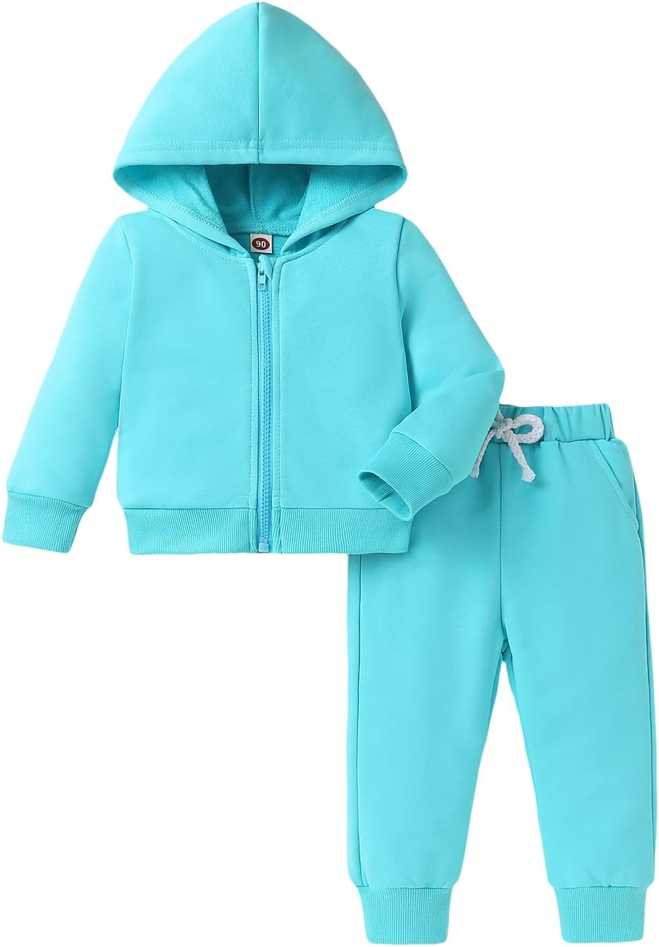 Happy Town Baby Clothes for Girls Boy Solid Color Zipper Hoodie and Sweatpants Outfits Fall Winter Toddler Sweatsuit