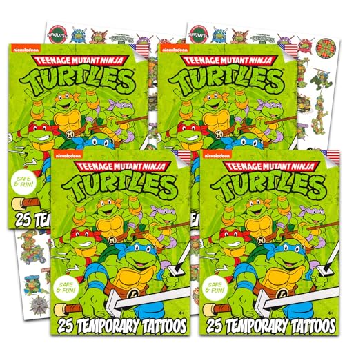 Teenage Mutant Ninja Turtles Temporary Tattoos for Kids Bundle ~ 100 TMNT Tattoos for Boys Girls Party Supplies (TMNT Party Favors)