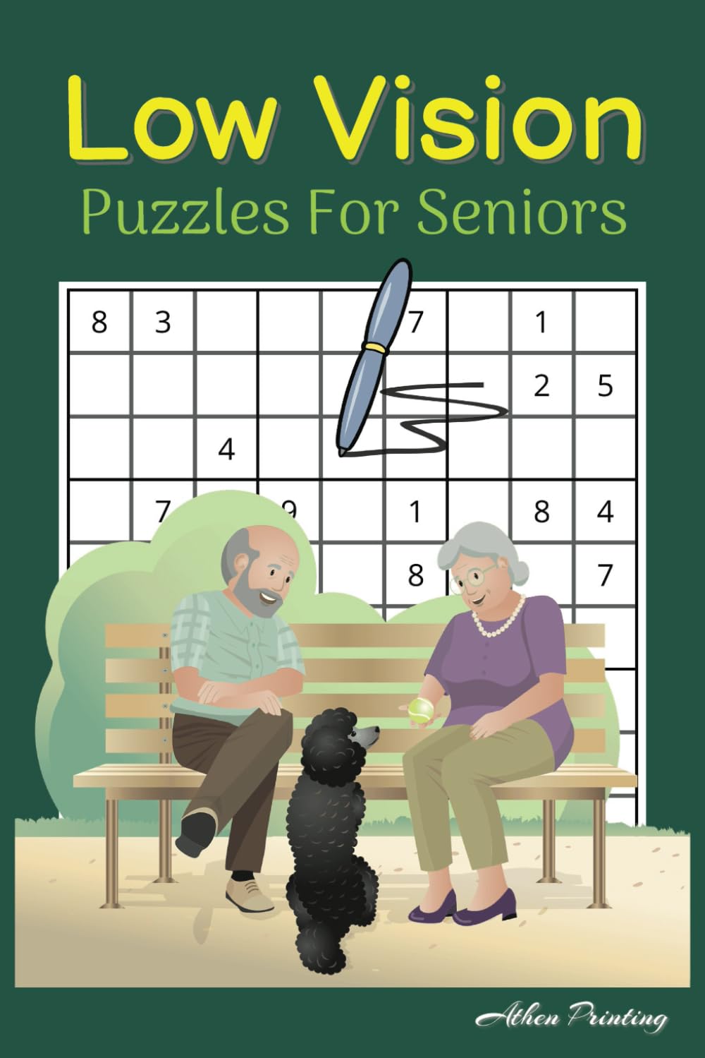 Low Vision Puzzle For Seniors: A puzzle themed book for low vision and visually impaired elderly and seniors