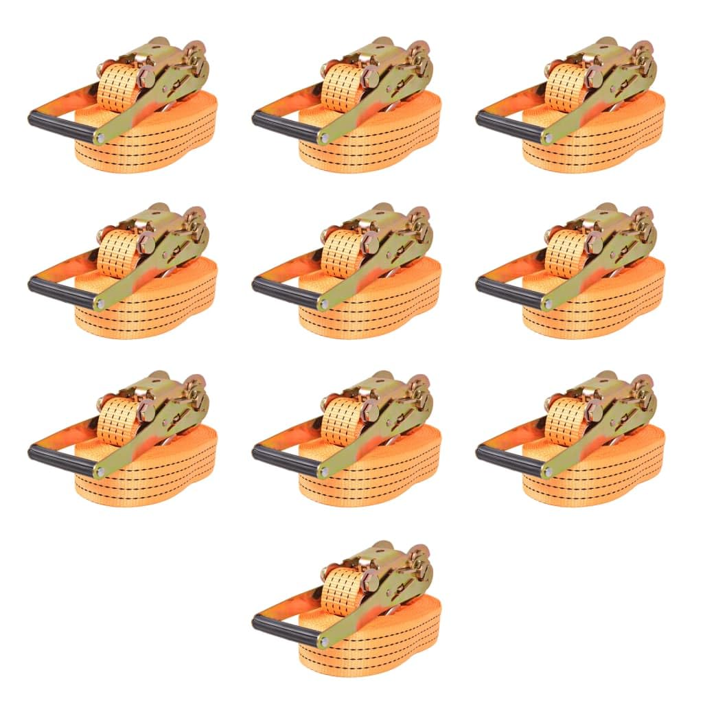 Cinghie di fissaggio a cricchetto, 10 pezzi, 2 tonnellate, 8 m x 50 mm, colore: arancione