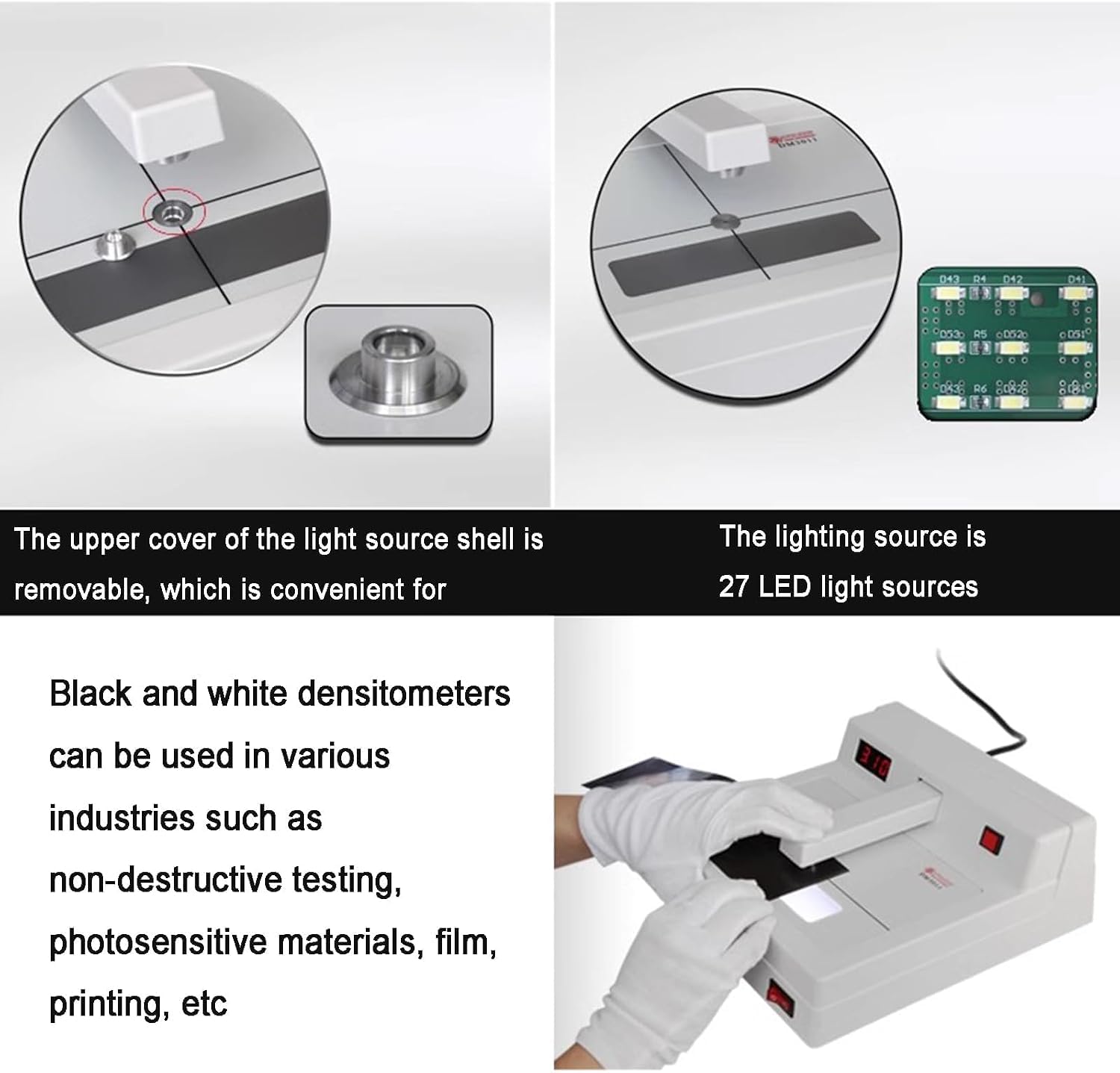 Densitometro Digitale A Trasmissione, in Bianco E Nero, con Intervallo di Misurazione da 0 A 5,0 D, Software di Calibrazione, Diametro Dellapertura 2 Mm E Display LCD, per 0-4.5