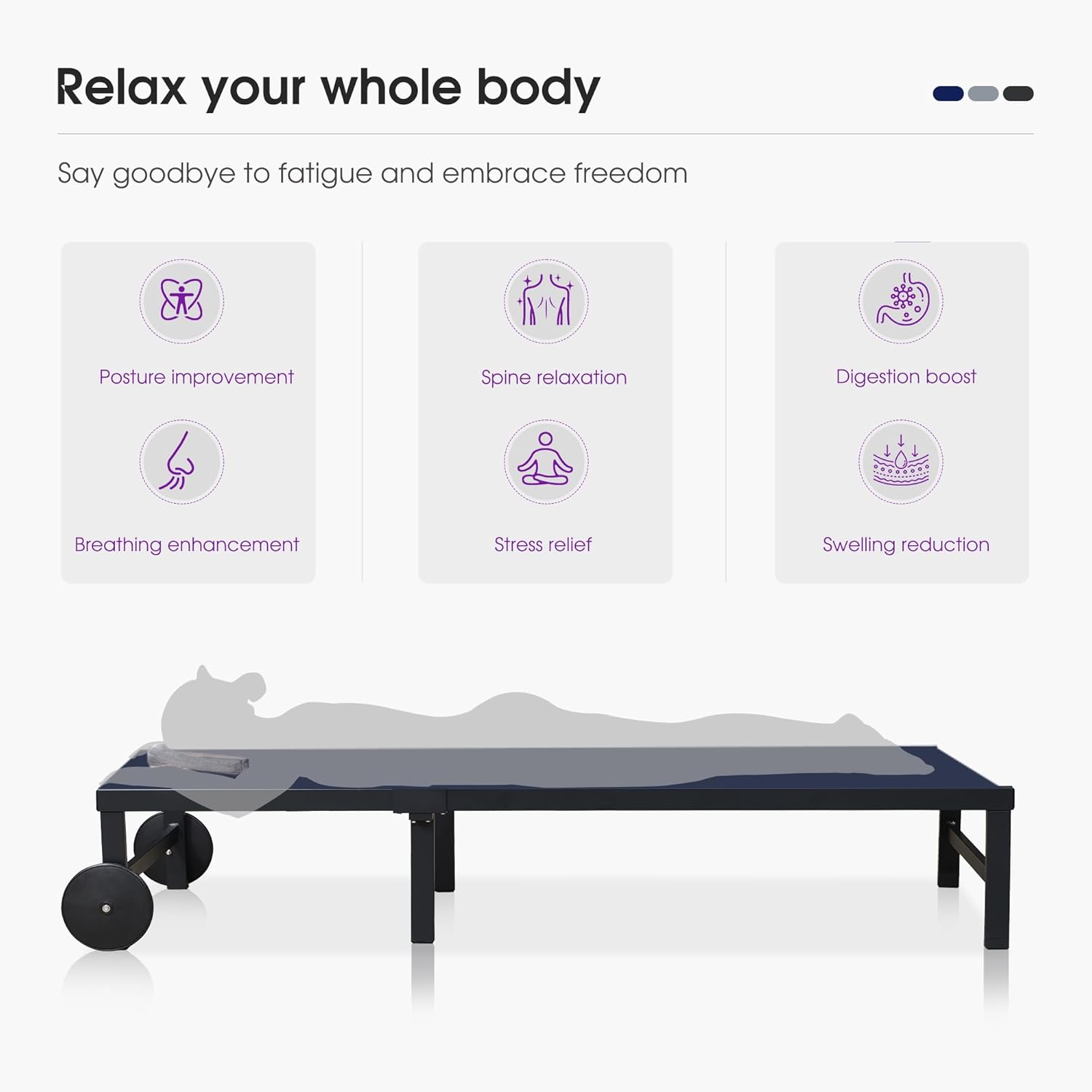 PURPLE LEAF Outdoor Tanning Lounge Chair Set with Face Hole Aluminum Adjustable Chairs Wheels Pillows and Table for Poolside Beach Patio Reclining Sunbathing Lounger Navy Blue