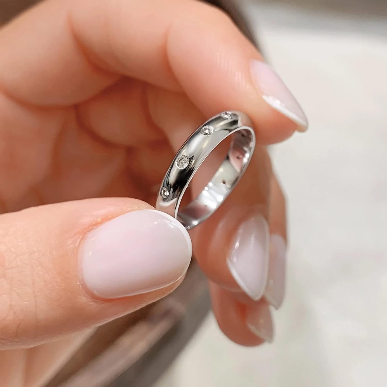 925 Sterling Silver Moissanite Wedding Band for Women Stackable Eternity Bands for Anniversary Valentine's Day