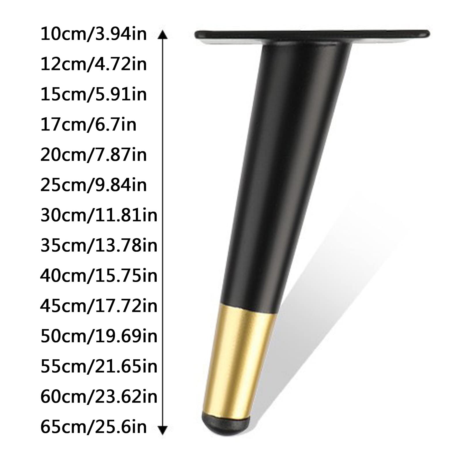 Zestaw 4 srebrnych metalowych nóżek do sofy, 20 cm, ukośne stożkowe nóżki meblowe, idealne do samodzielnego wykonania, zamiennik kanapy, łóżka, krzesła, szafki, podpórki - trwałe i stylowe