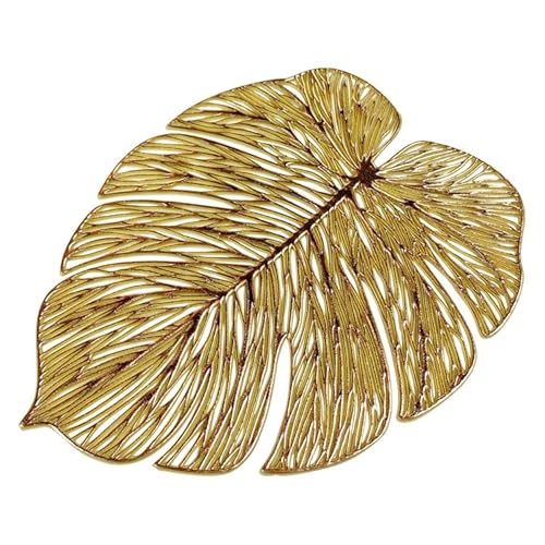 ランチマット ランチョンマット モンステラ 葉 リーフ テーブルクロス テーブルマット キッチン ハワイアン 雑貨 インテリア おしゃれ カフェ (ゴールド)