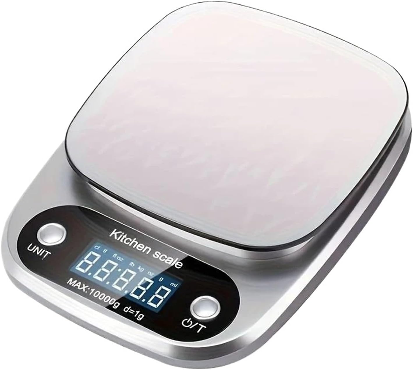 Precision Stainless Steel Kitchen Scale 10kg Electronic Multifunction Display Measuring Tool(Silvery,Battery 10kg)