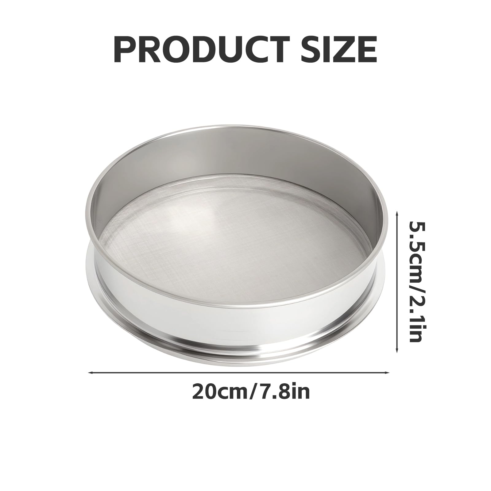 Sitko kuchenne ze stali nierdzewnej 150 z drobnymi oczkami ze stali nierdzewnej o drobnych oczkach 20 cm Ø 0,1 mm, ultra drobne drobne sitko, do mąki, sitka do mąki, cukru pudru, sosu matchy