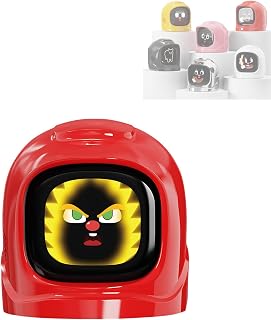 Smart Car Emotional Companion Decoration, Magnetic Car Center Console Ornament with Rich Expressions and Display, Intelligent Perception of Vehicle Conditions, for Cars Dashboard Gifts(Red)