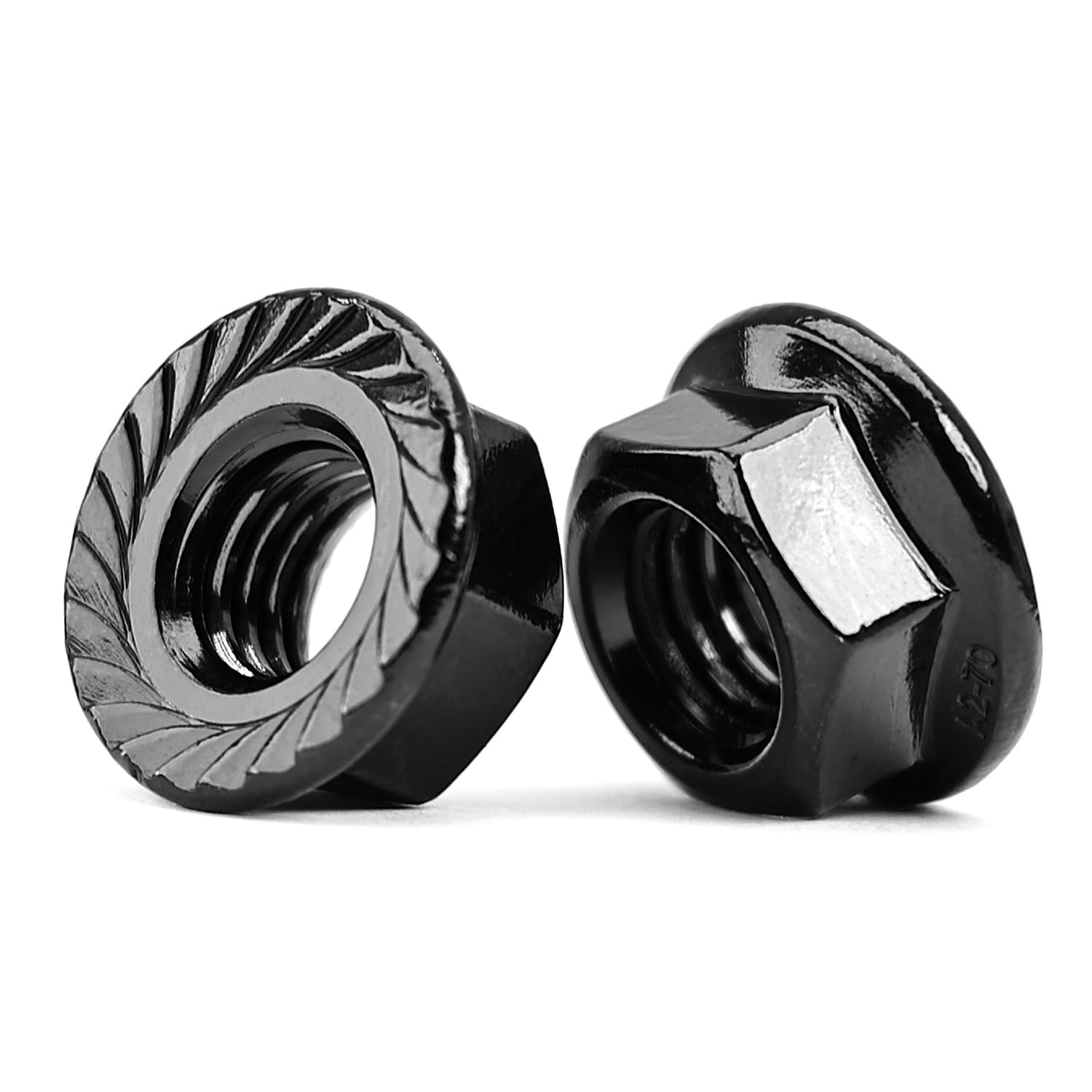 M4-0.7 Serrated Flange Hex Nuts, Hexagon Flange Nuts 304 Stainless Steel Black Oxide, Metric Hex Lock Nuts, DIN6923 (10 pcs)