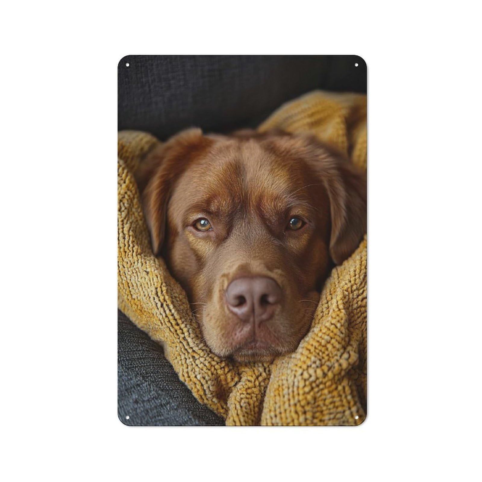 Junmoney Style Cozy Brown Labrador Retriever Portrait Vintage Tin Sign 30X20cm, Vintage Diner Decor For Kitchen, Cafe, Pantry Or Dining Room