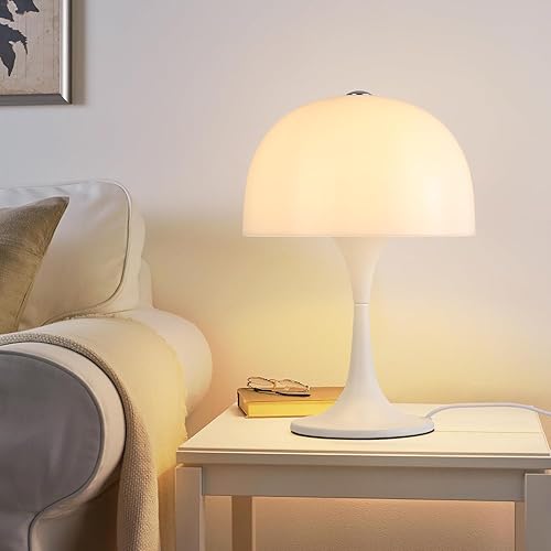 Alpinaluz Lampe de table moderne MEDUSA - 3 lumières G9, base métallique blanche, abat-jour en acrylique haute transmission, design élégant pour chambre, bureau ou table de chevet - 4