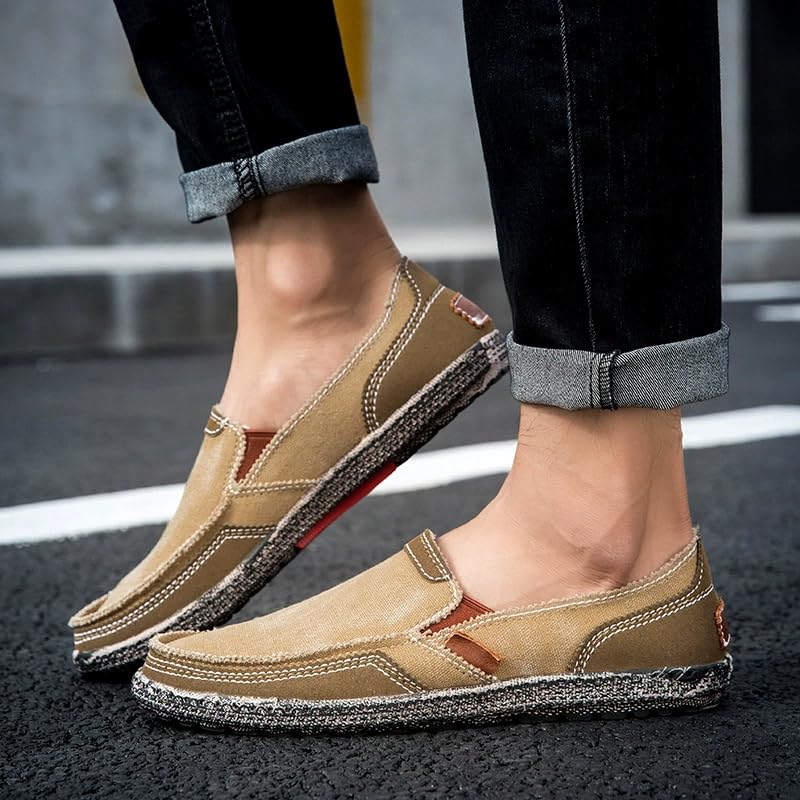 Men's Breathable Canvas Loafers, Casual Walking Shoes, Featuring Street Style Design, Easy to Put on and take Off, Suitable for All Seasons.3