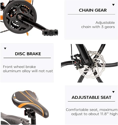 Miniatura 4 de Max4out Bicicleta de montaña plegable de 26 pulgadas, para hombre y mujer, marco de acero al carbono y 21 velocidades, freno de disco doble y