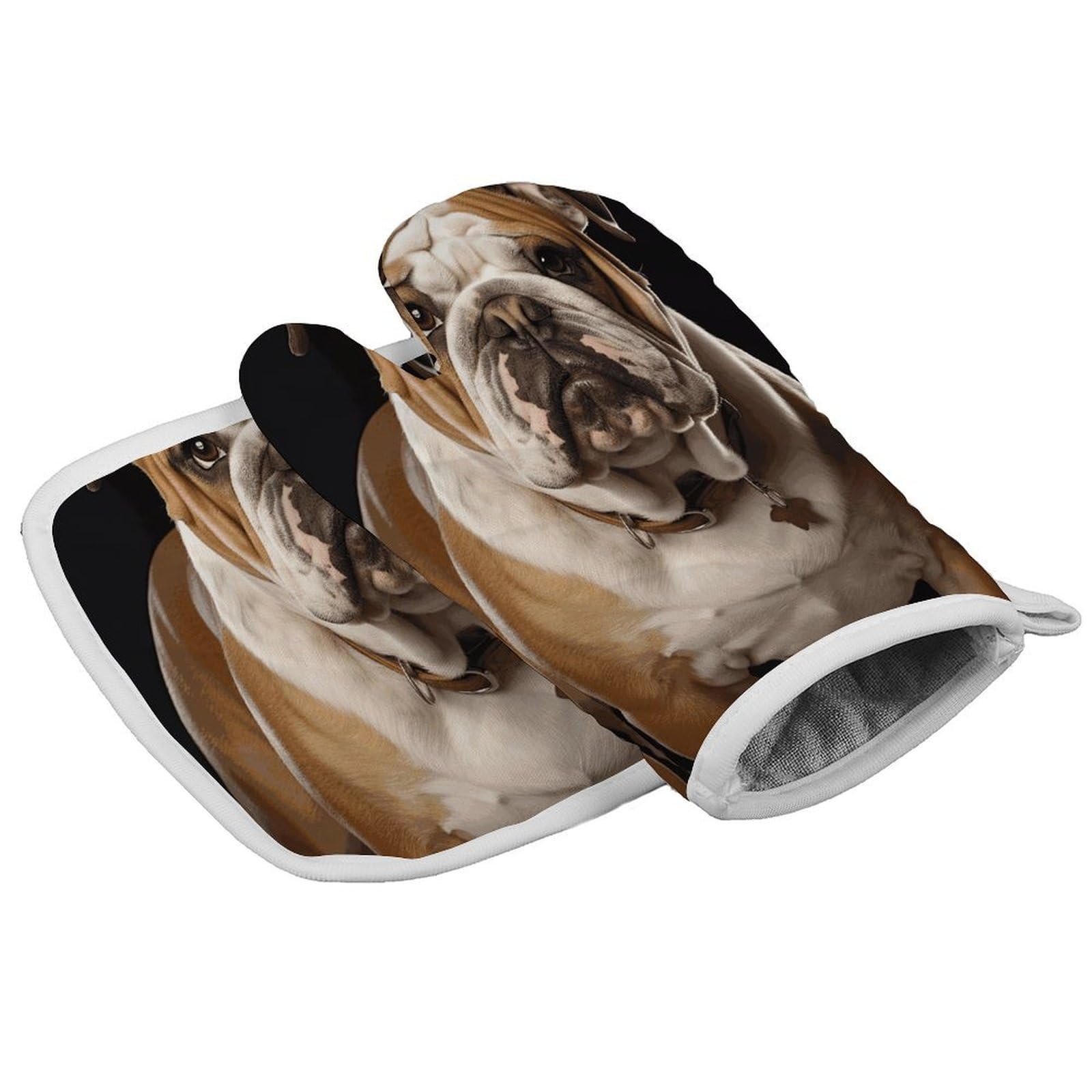 Fodpand Style English-Bulldog Oven Mitts And Pot Holders Sets, Cooking Gloves And Hot Pads Heat Resistant Washable, Kitchen Oven Glove For Oven Cooking Baking Grilling