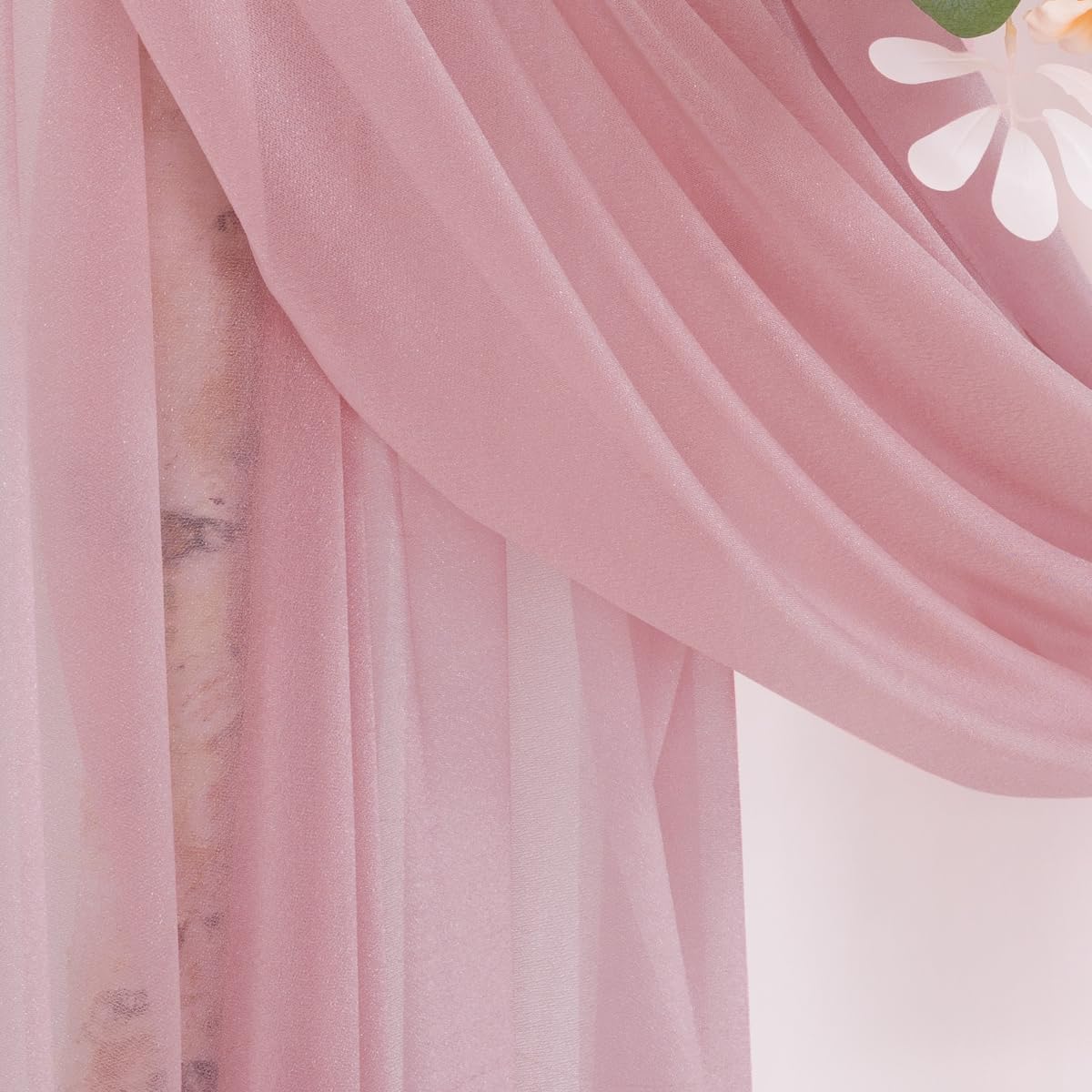 DeZerlor Wedding Arch Draping Fabric 29" x 20 FT Drapes for Backdrop Sheer Curtains for Romantic Bridal Baby Shower Decorations Ceremony Birthday Party Outdoor Events, Dusty Rose