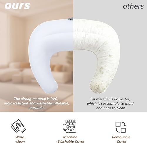 Miniatura 3 de KAKIBLIN Almohada de lactancia, almohadas inflables de lactancia, almohada de alimentación manos libres para aliviar el dolor de espalda con correa