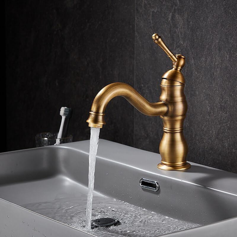 Robinet de salle de bain en cuivre antique au design rétro élégant