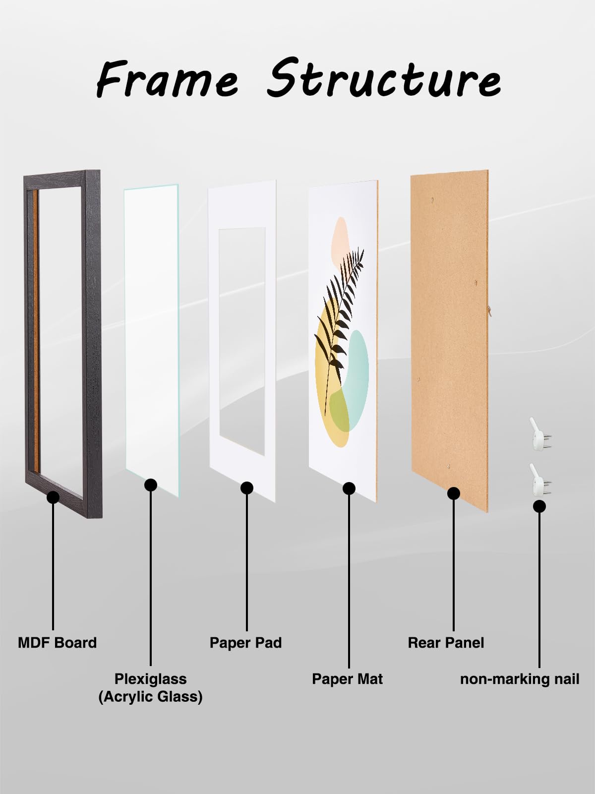 HOUSE DAY A4 Picture Frames, 1pcs Wooden Black Photo Frames for Wall Mount Family Photos with Clear Perspex Sheet - Image 2