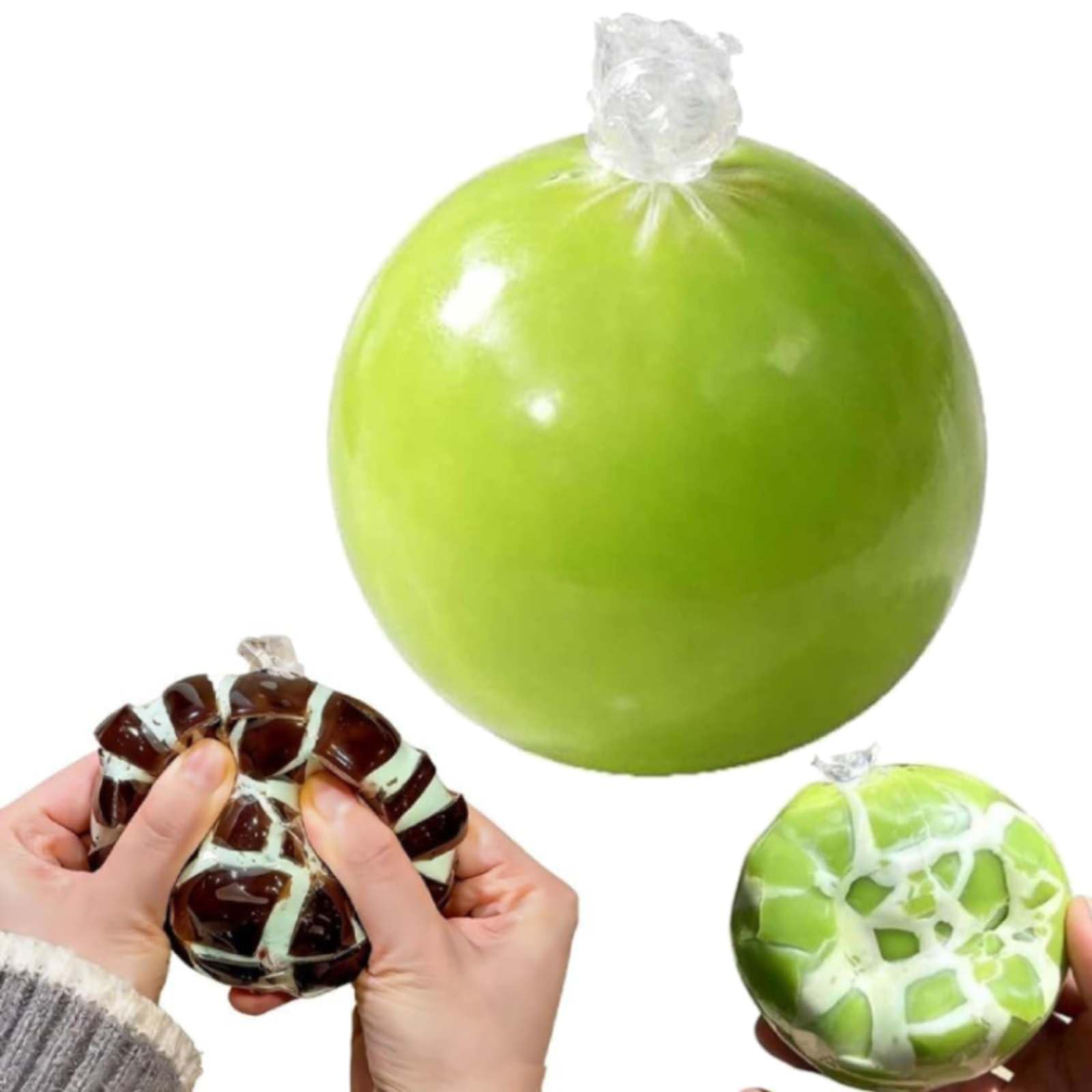 Wax Cracking Stress Ball, Crispy Squishy Fidget Toy, Chocolate Squishiy Snowball Stress Relief Sensory Squeeze Toy for Adults (Green)