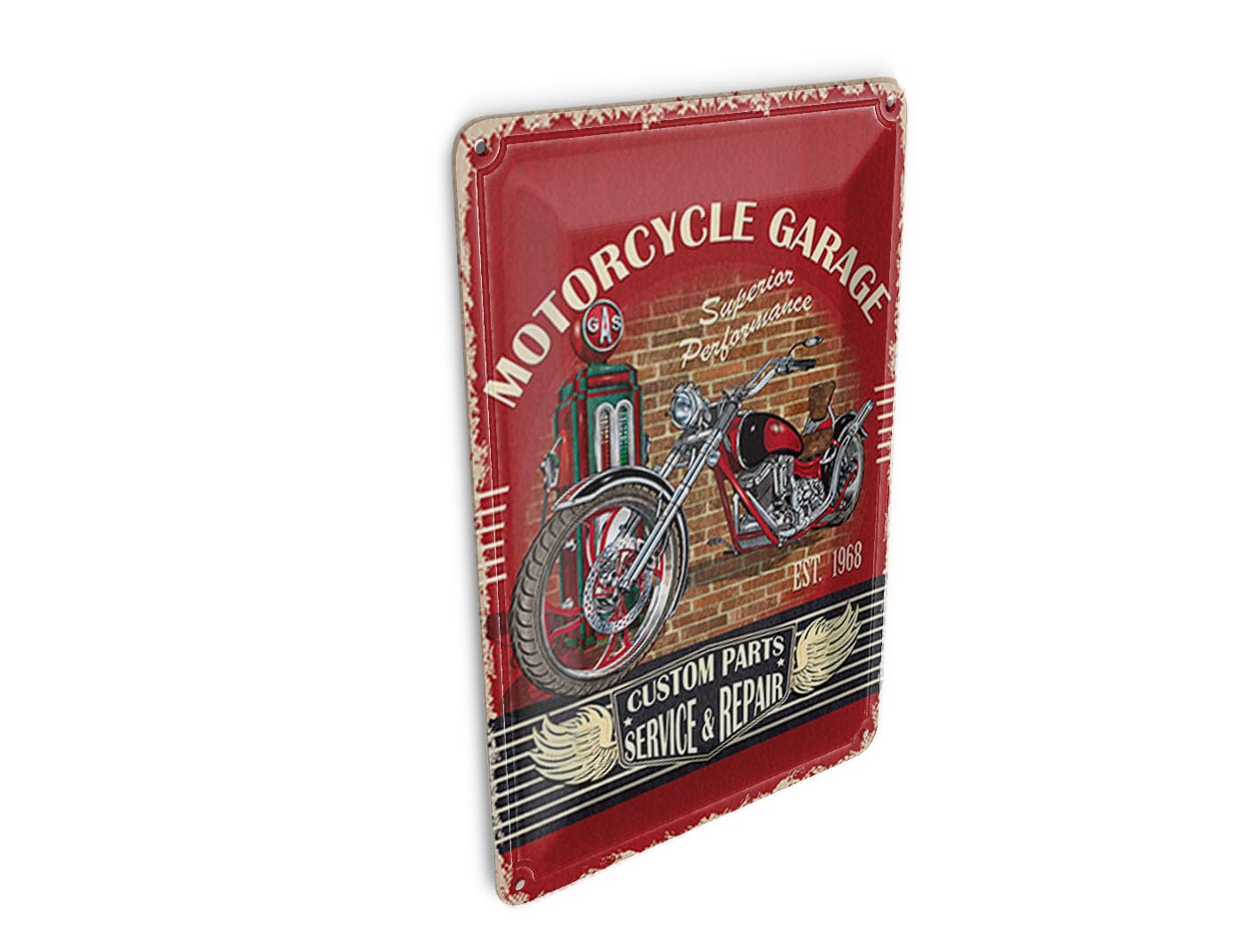 Femer Girls Multicoloured Tin Postcard Retro 10 X 14 Cm Motorcycle Garage Service Decorative Sign