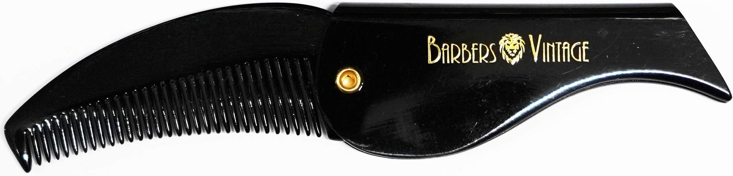Folding Comb. Deluxe Handmade Pocket Flip Comb for Men. Perfect Grooming Beard & Moustache Comb. (Small) (Black)