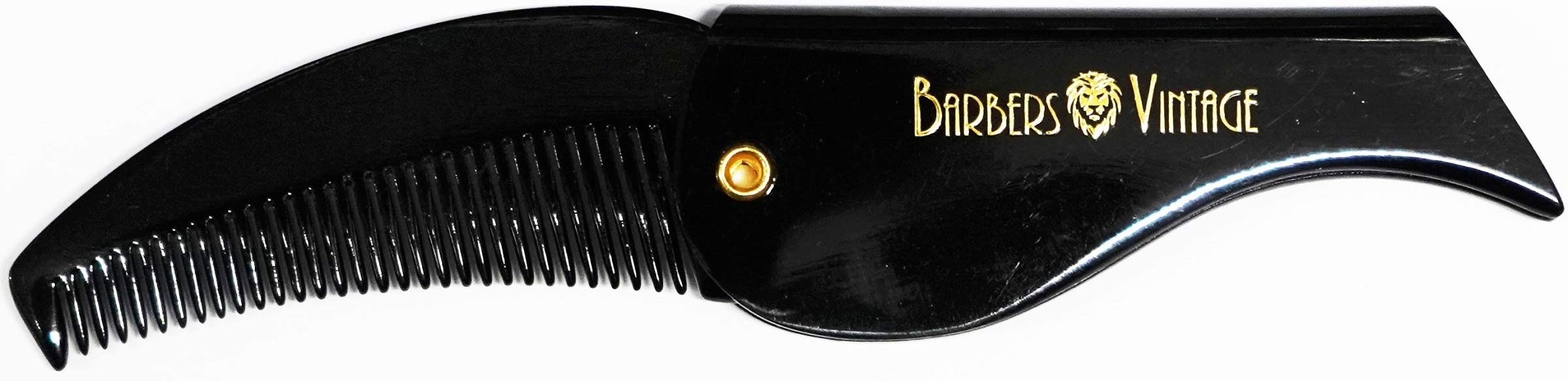 Barbers Vintage Folding Comb. Deluxe Handmade Pocket Flip Comb for Men. Perfect Grooming Beard & Moustache Comb. (Small) (Black)