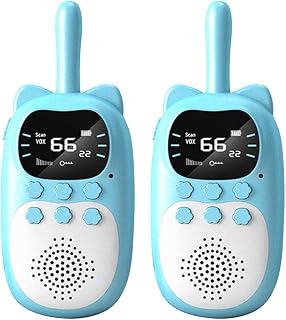 TOYERA 2pcs Wireless Walkie-talkie Built in 1000mAh Battery Handheld Walkie Talkies 2 Way Radio Cartoon Walkie Talkies Long Range 22 Channels for Camping Hiking (2pcs blue)