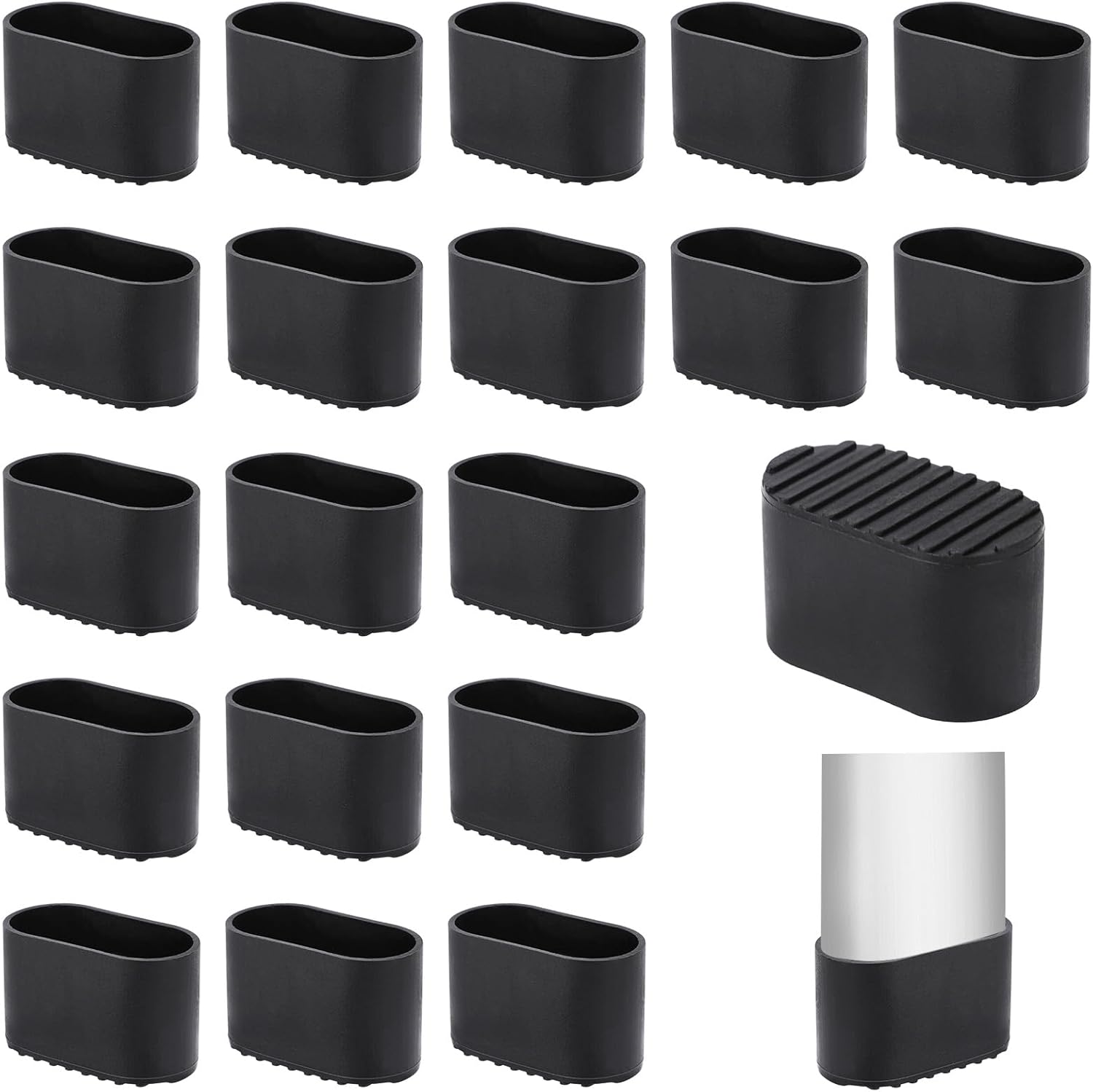 20 PCS Oval Chair Leg Caps Plastic Chair Leg Caps 40mm*20mm Chair Table