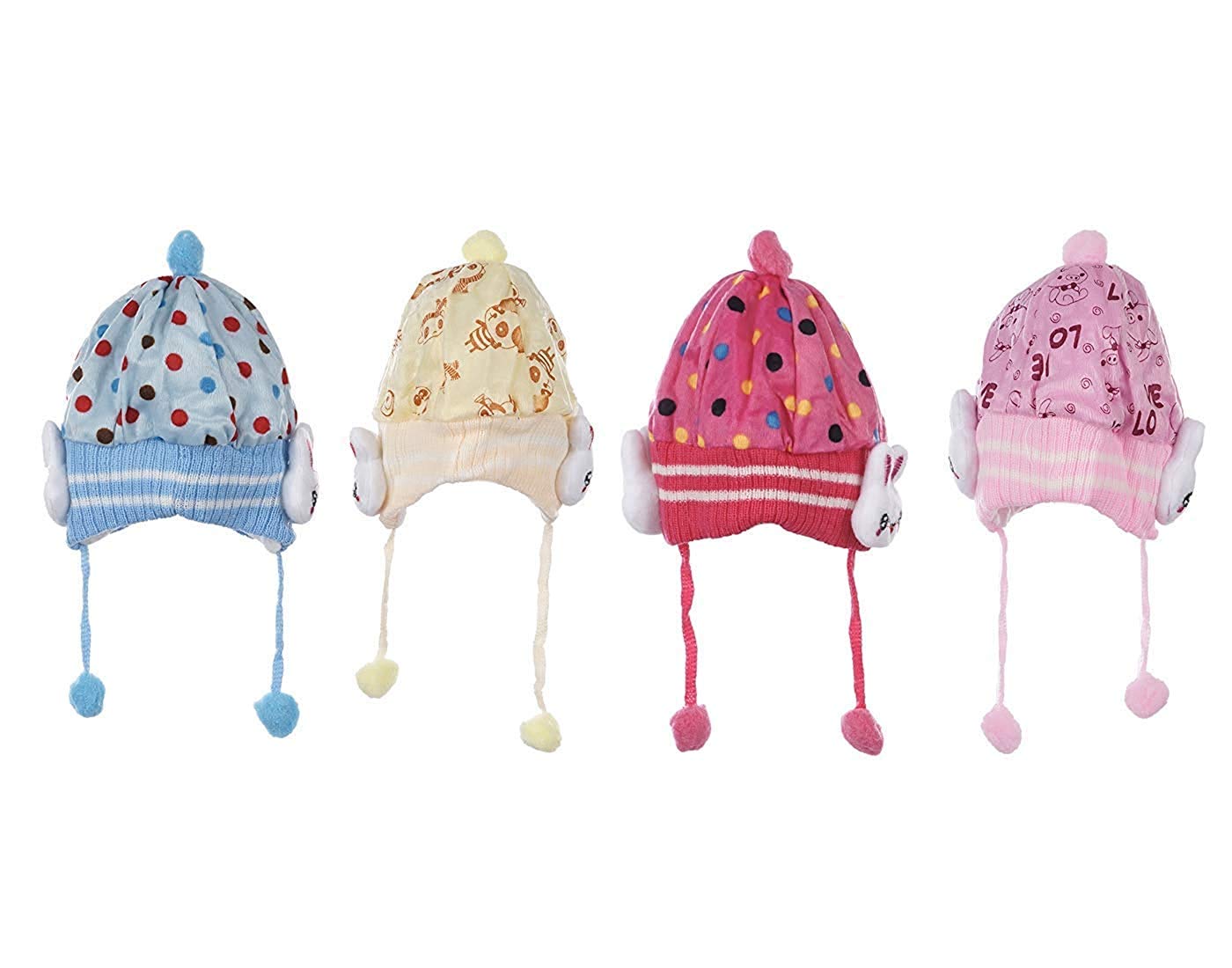 V3E Baby Boy's & Girl's Woolen Cap with Side Protection |Toddler Cap 1 Pc (Pink, 0-18 Months) 3