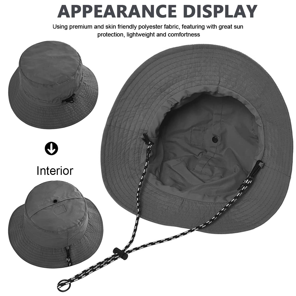 GUSTAVE® Sun Hat For Man Women Lightweight Bucket Hat Folding Pocket