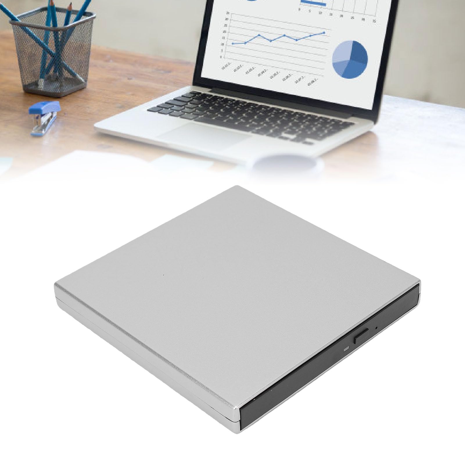 Luocute Unidad óptica Externa USB 4K, Lector y Grabador de CD DVD 5Gbps for Portátil y Ordenador de Sobremesa (Black)