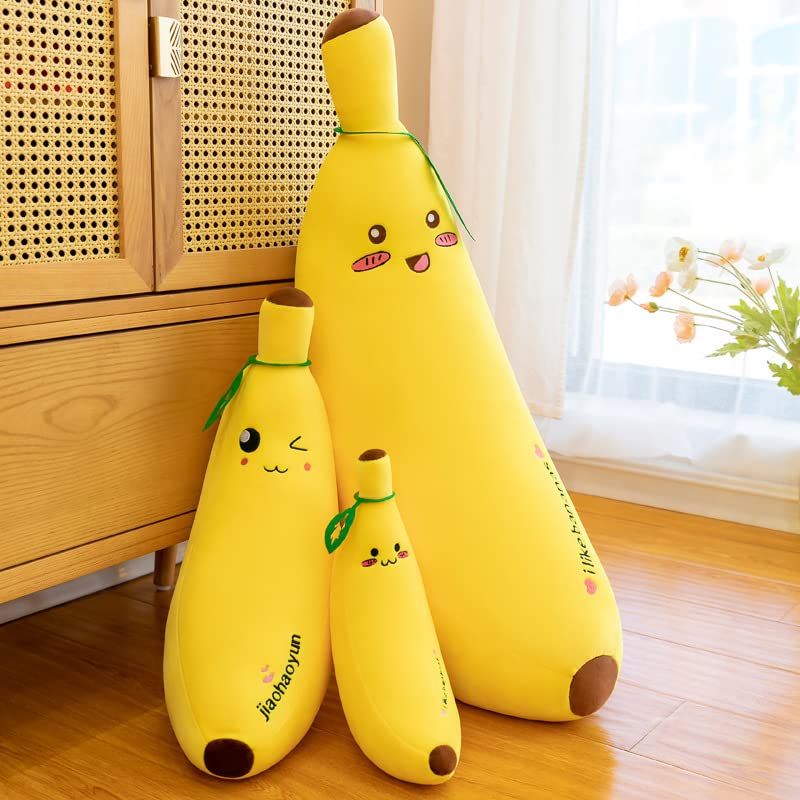 champracer Banane PlüSchtier Puppe Wurfkissen, PlüSch Kuscheltier Banane PlüSchkissen Spielzeug, Schmusetier Geschenk, zum Spielen und Kuscheln für Kinder MäDchen Jungen (35 cm,zwinkern)