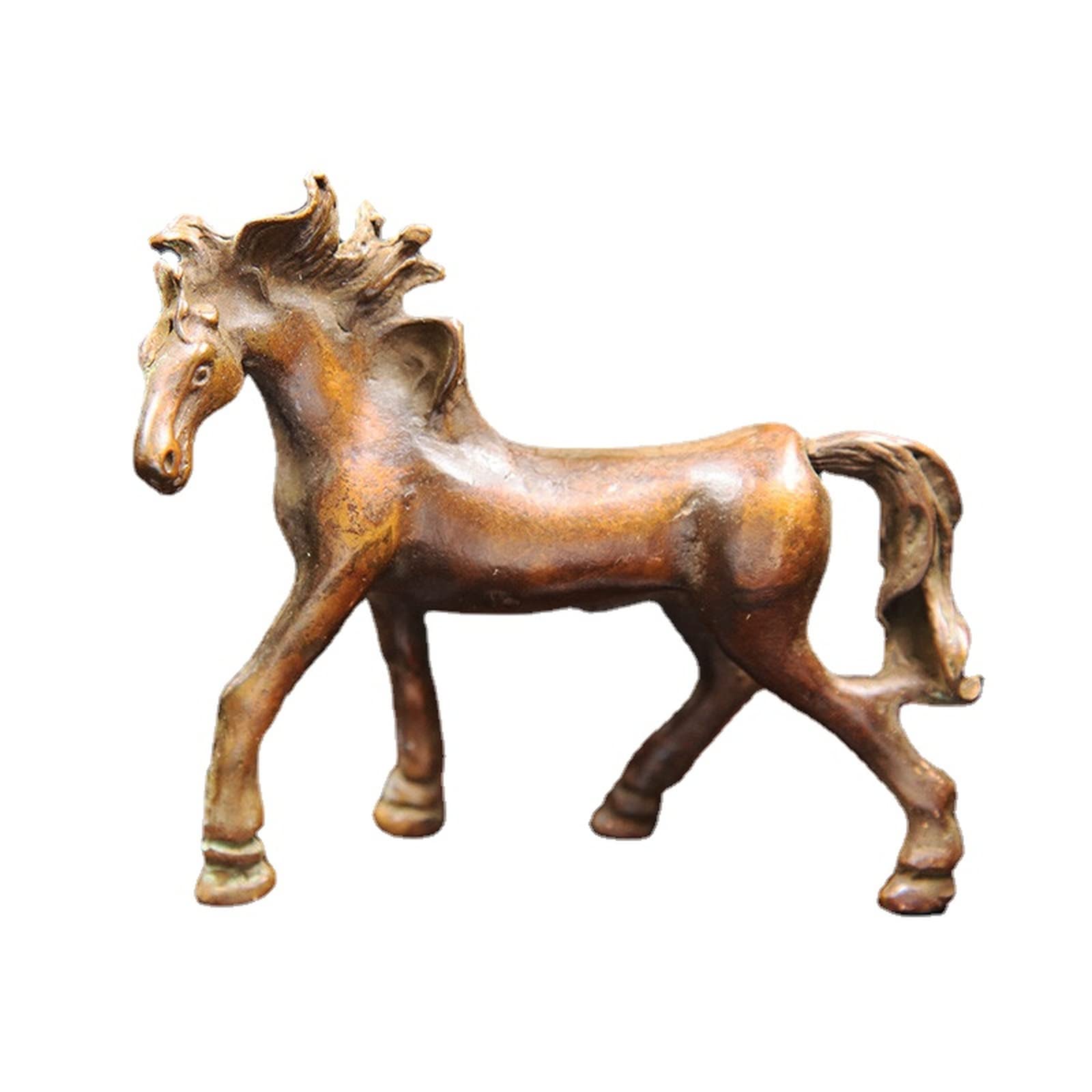 NGDFGR Na Copper Horse Statue Lucky Desktop Ornament,Vintage Animal Miniature Figurine Sculpture Tea Pet Home Decorations Crafts Accessories