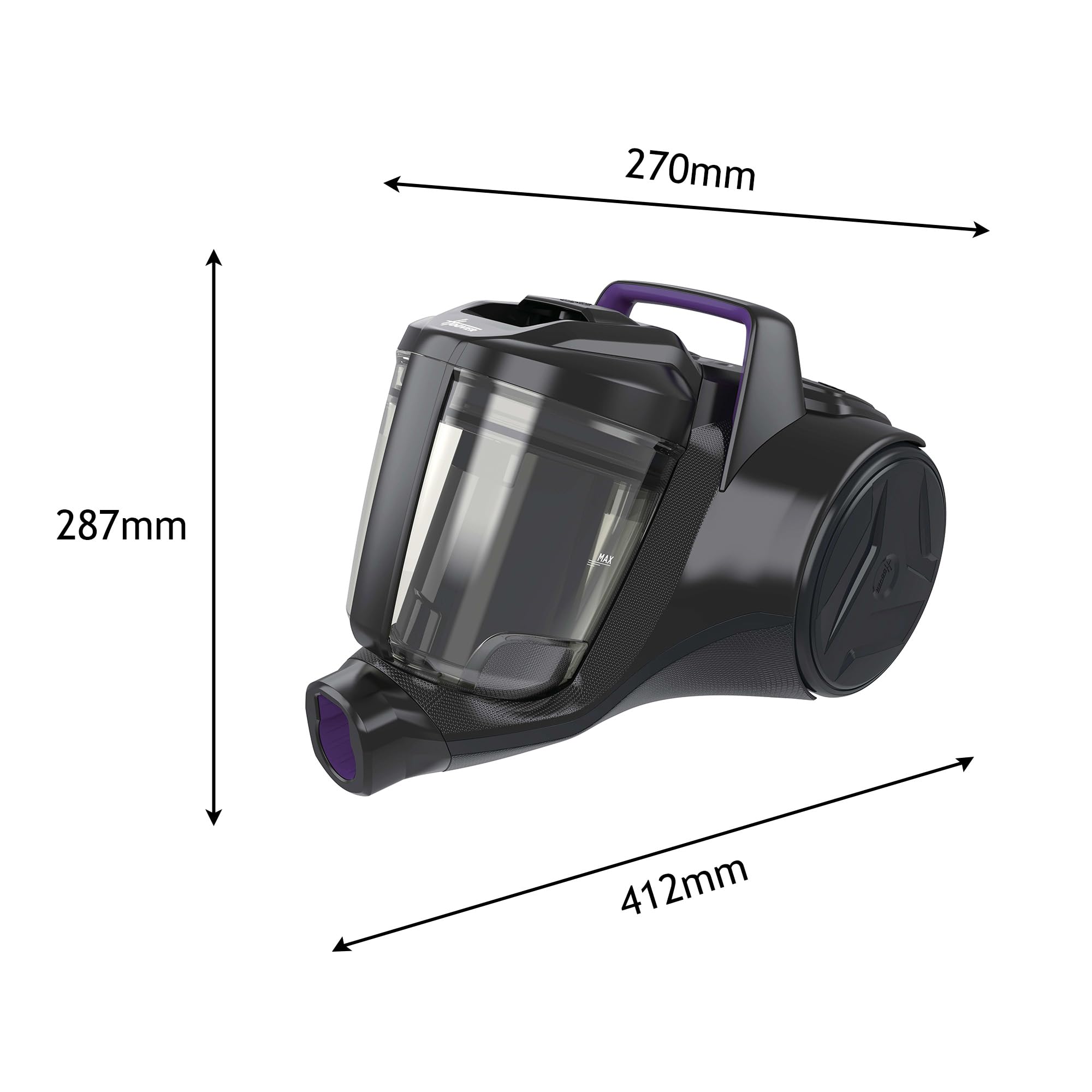 Hoover HP1 Home Aspirateur Traineau sans Sac Compact et Puissant HPZ107HM, Haute-Performance, 2 Brosses Sols Durs-Tapis & Spéciale Parquet, Tech. Cyclonique, Filtre Lavable, Vidage Facile,Accessoires