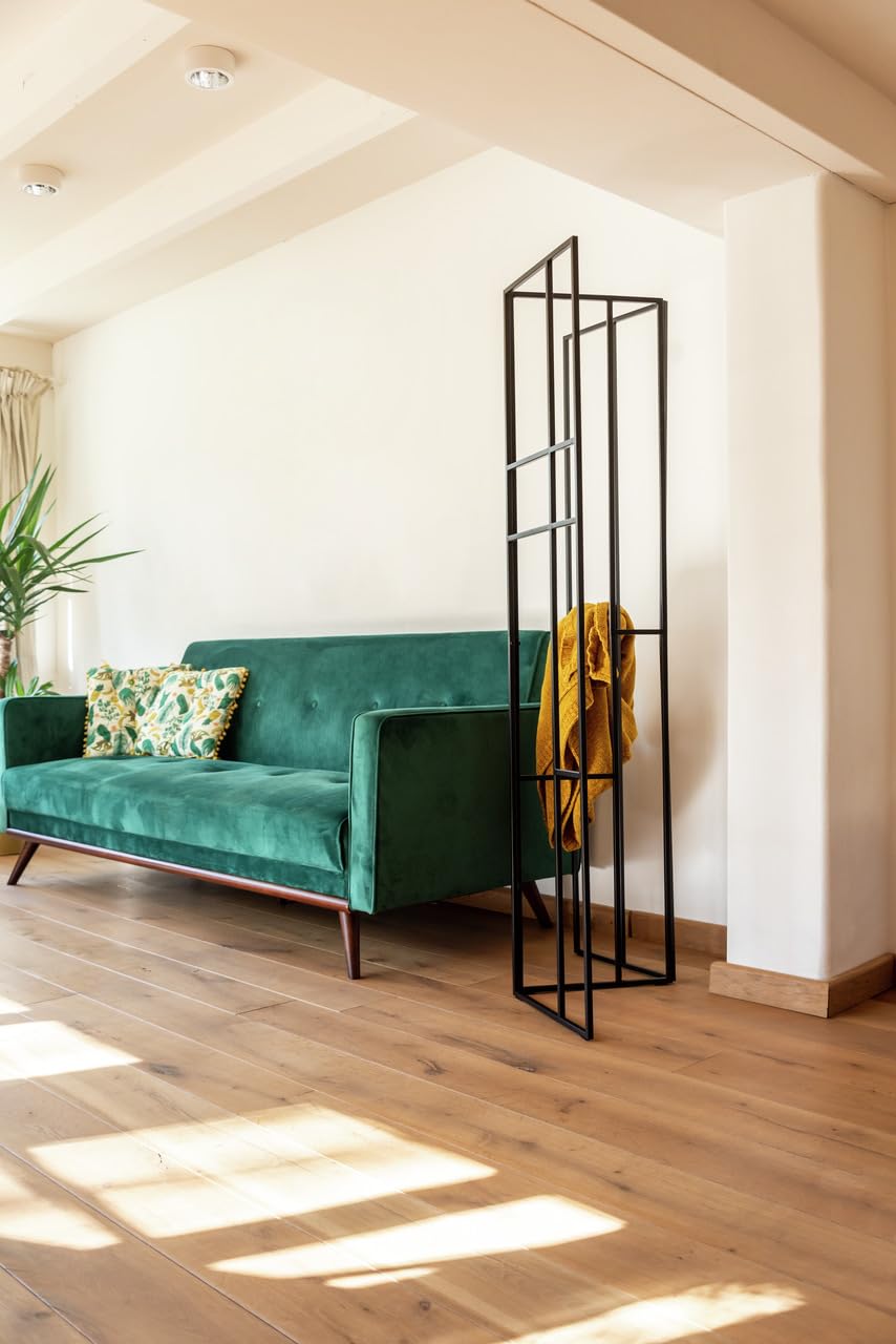 WENKO Paravent Shakti, séparateur pièce en métal thermolaqué Noir, Ranger et aérer Les vêtements, grilles avec Place Rangement Les écharpes, Accessoires et couvertures, 120 x 170 cm 69799800