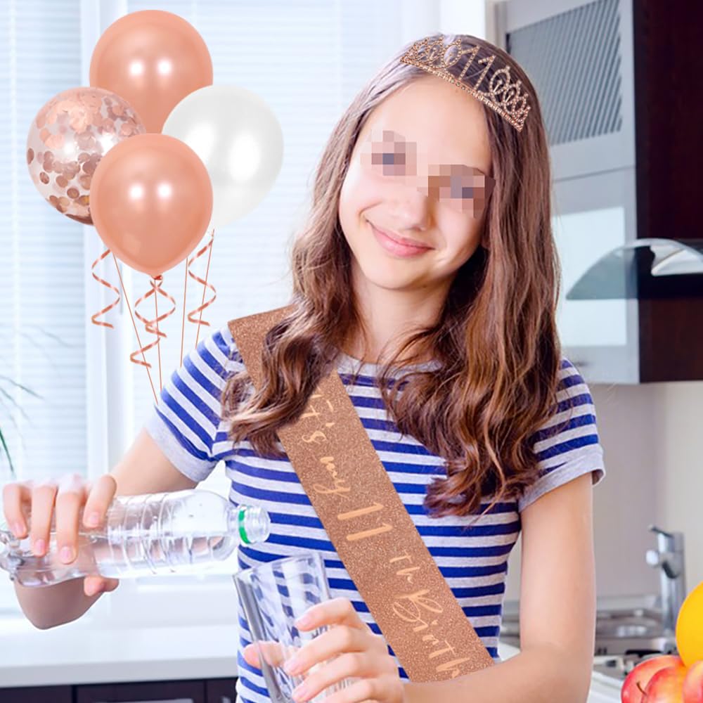 11e verjaardag sjerp 11e verjaardag kroon prinses kroon koningin tiara strass verjaardag hoofdbanden verjaardag meisje sjerp met pin gelukkige verjaardag kroon en sjerp voor meisjes 11e verjaardag