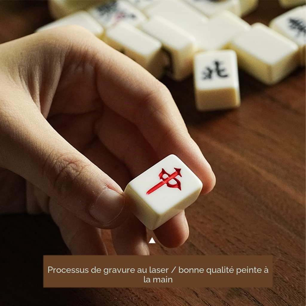Jeu De Mahjong Voyage – 144 Pièces Complètes Avec Dés Et Supports – Coffret Compact – Idéal Pour Soirées, Vacances Et Débutants