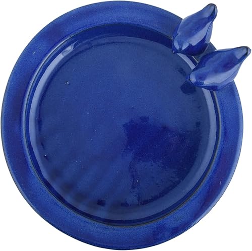 Miniatura 3 de Esschert Design Baño para pájaros sobre pedestal Wpájaro, cerámica, azul