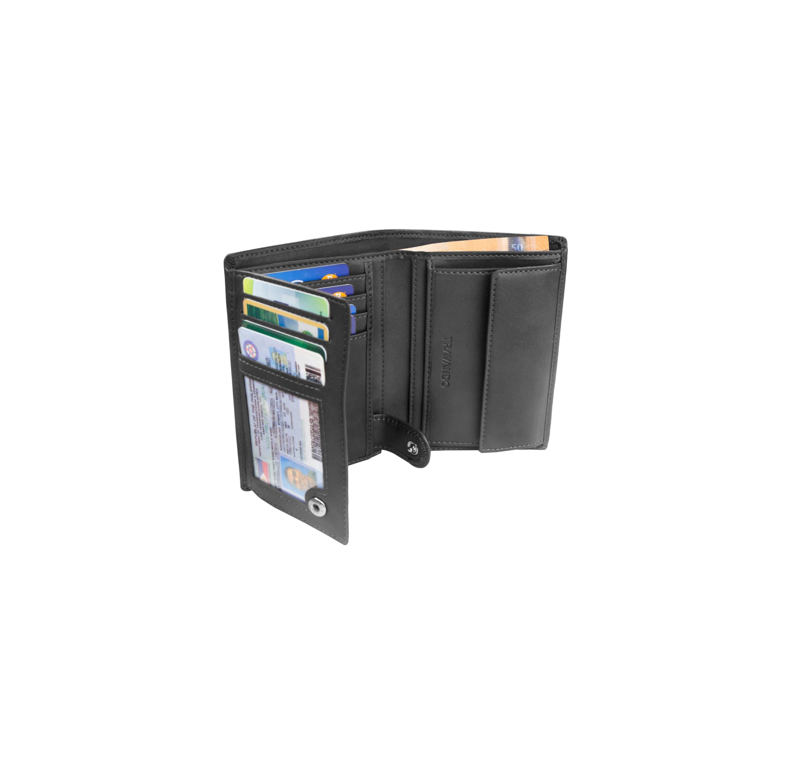 TRAVANDO Portafoglio Uomo Roma con protezione RFID - Porta Carte di Credito con Portamonete in formato Verticale