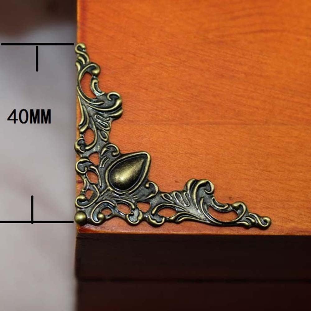 30 Pcs Antique Edge Corner Decorative Protectors, Scrapbooking Albums Embellishment Photo Frame Jewelry Box Decorative Corner (Gold)