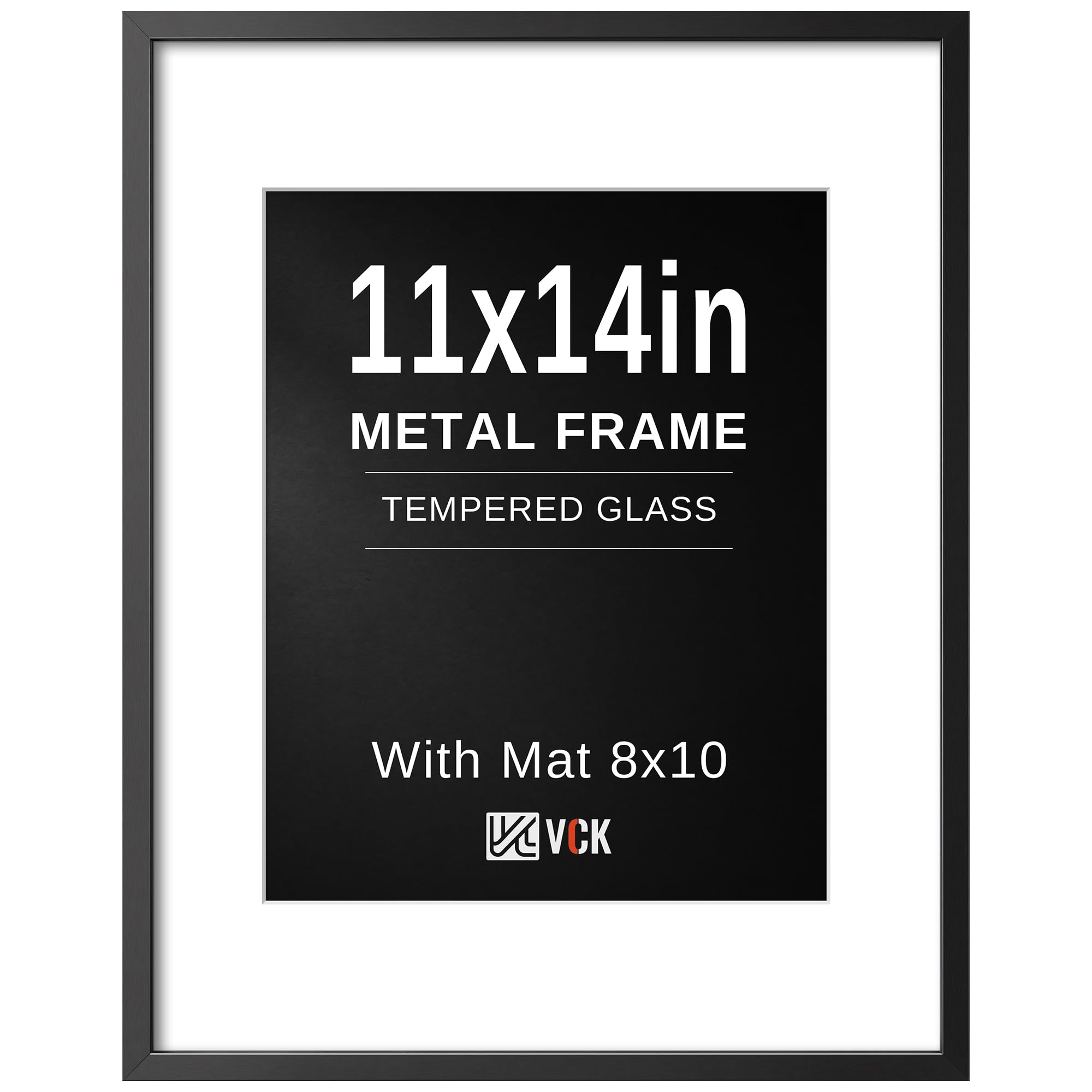 VCK 11x14 Black Metal Picture Frame Real Glass