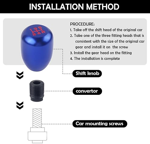 Miniatura 3 de Pomos de palanca de cambios para automóvil, elegante perilla de palanca de cambios manual de aleación de aluminio de 5 velocidades para decoración