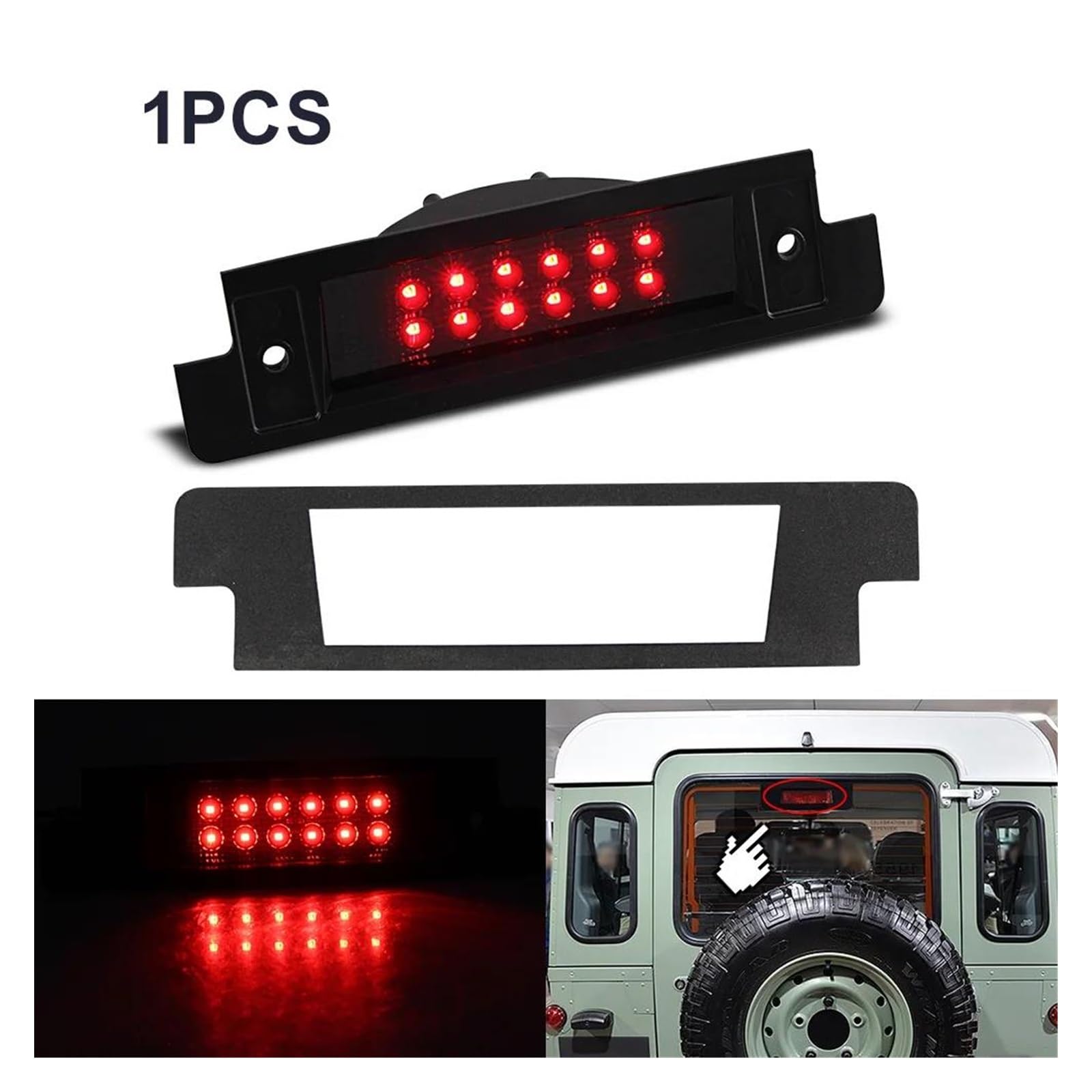 NSLUMO Terza Luce Freno A LED Per Land Rover Discovery I/II E Defender 90/110 - Lente Trasparente, Rosso, E-Mark - 5